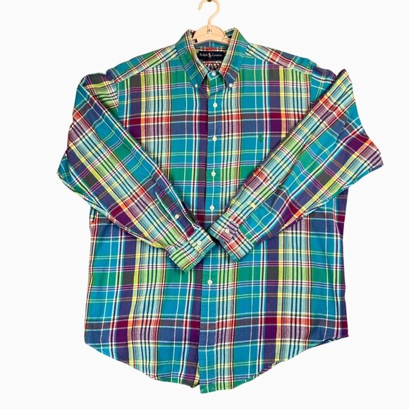 Ralph Lauren Mens XL Classic Fit Multicolor Plaid Long Sleeve Button-Down Shirt - Picture 1 of 9